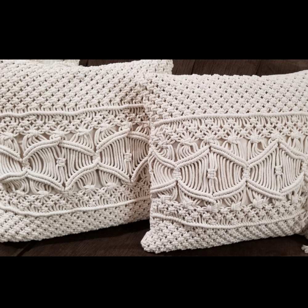 Urban Outfitters Throw Pillow Cover Macrame Case - Picture 7 of 8